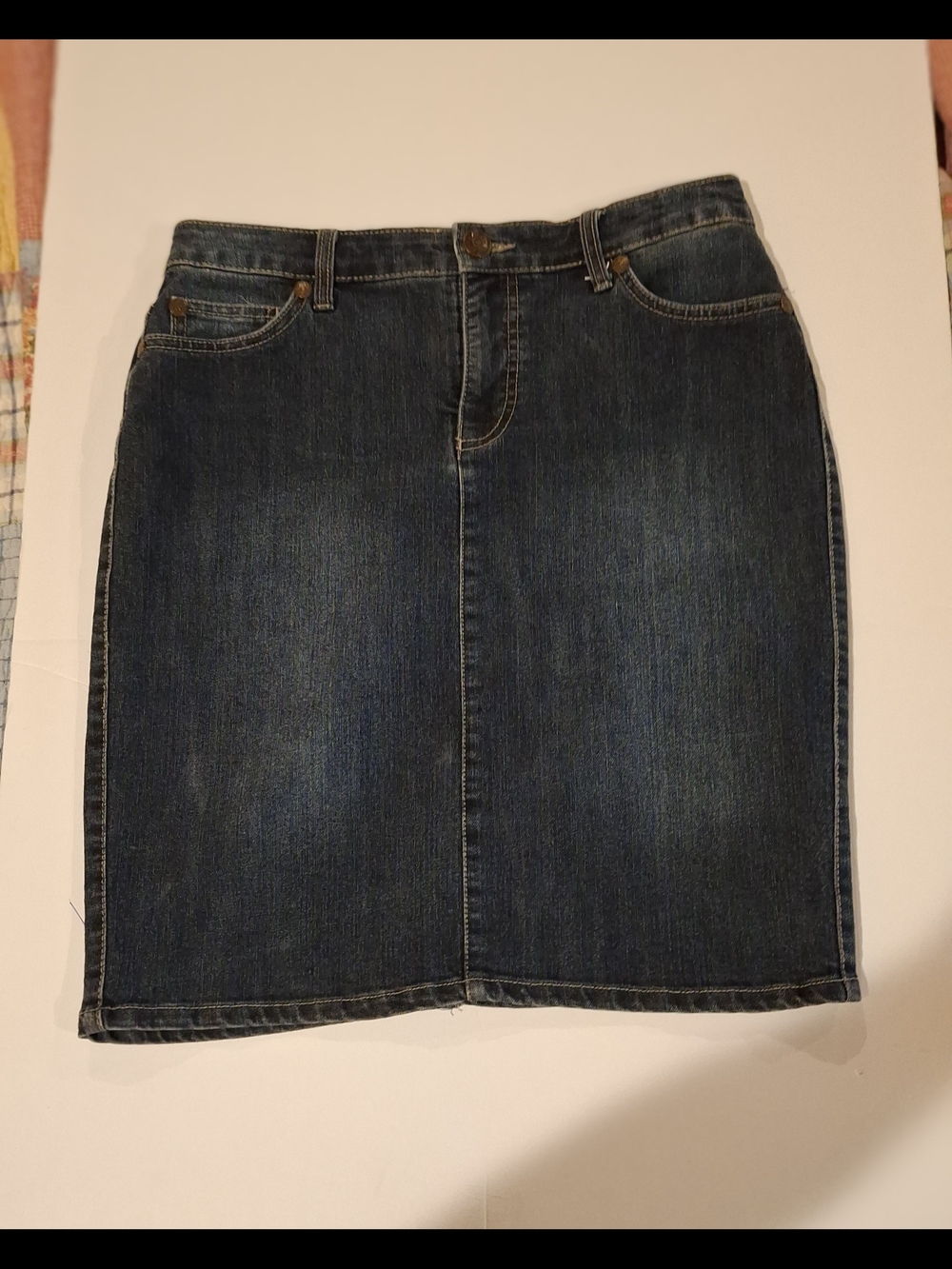 Classic Dark Blue Denim Skirt - Women's Pencil Style